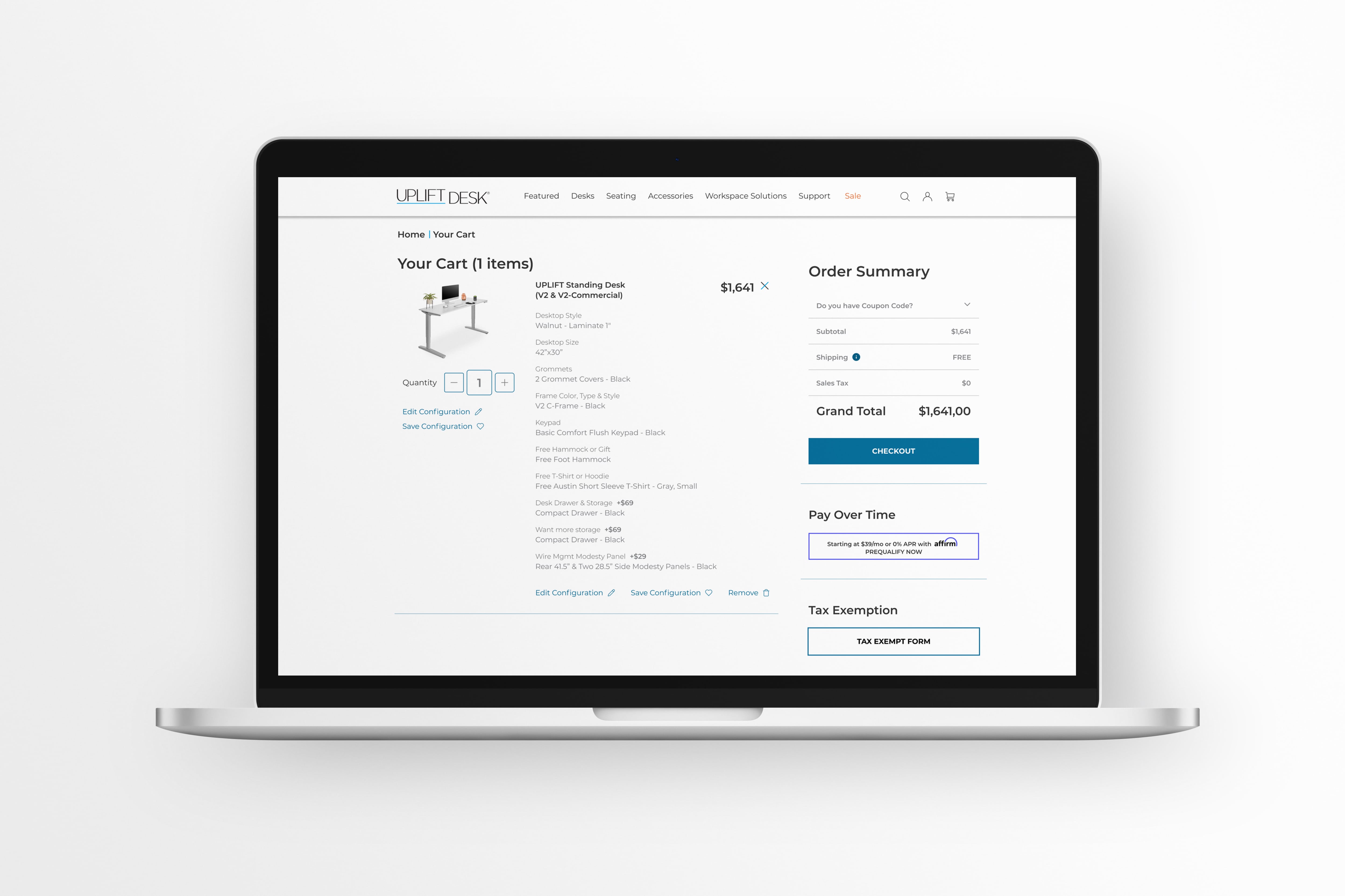 UPLIFT Desk cart page redesign Hero